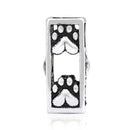 Silver Charms & Pendants Sterling Silver Charm:  Column Paws Dog Paw Prints With Hearts Slider Pendant JadeMoghul Inc.