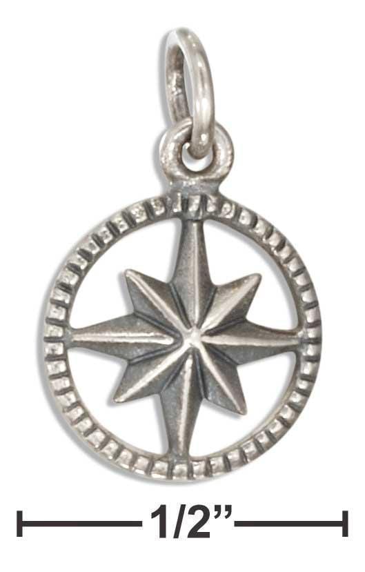 Silver Charms & Pendants Sterling Silver Charm:  Compass Star Charm JadeMoghul Inc.