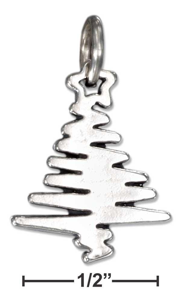 Silver Charms & Pendants Sterling Silver Charm:  Contemporary Squiggle Christmas Tree Charm JadeMoghul