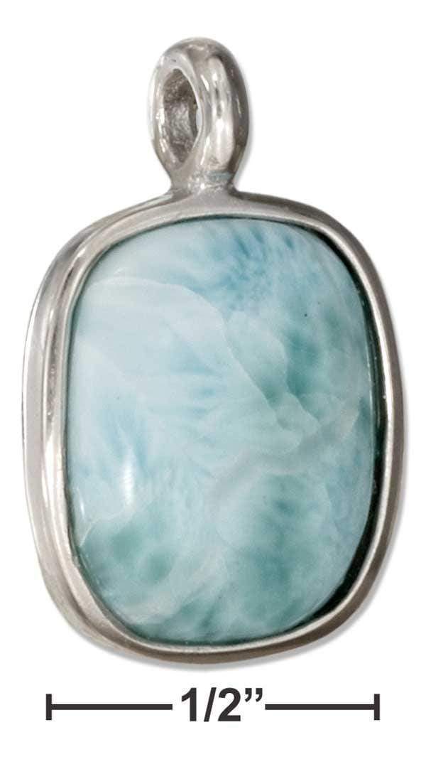 Sterling Silver Charm:  Cushion Shape Larimar Pendant