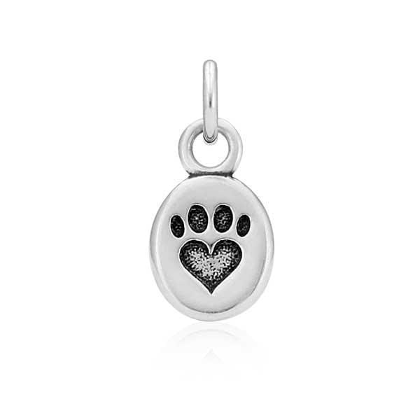 Silver Charms & Pendants Sterling Silver Charm:  Dainty Oval Paw Print Heart Charm JadeMoghul Inc.