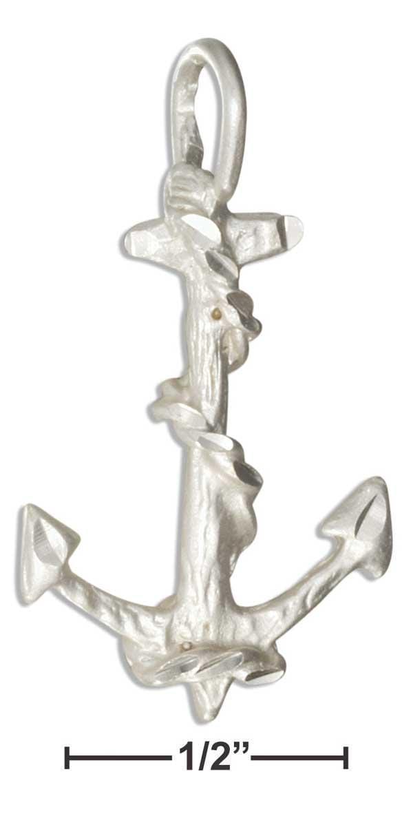 Silver Charms & Pendants Sterling Silver Charm:  Diamond Cut Anchor Pendant JadeMoghul Inc.