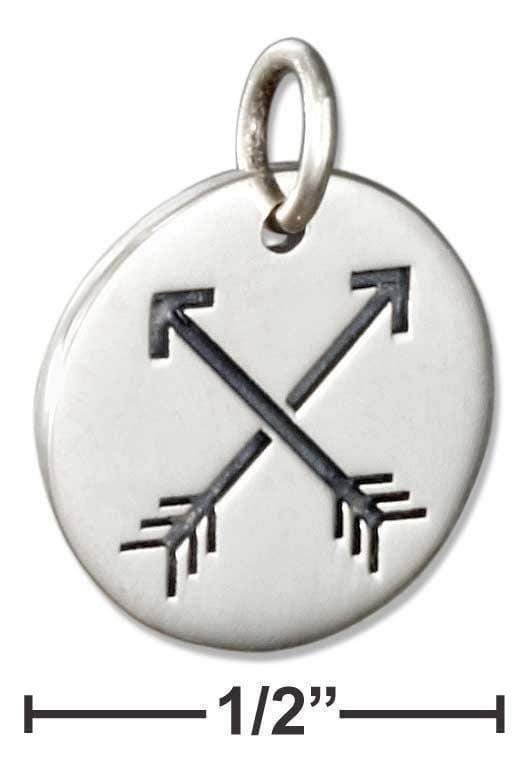 Silver Charms & Pendants Sterling Silver Charm:  Disk With Arrows Friendship Charm JadeMoghul Inc.