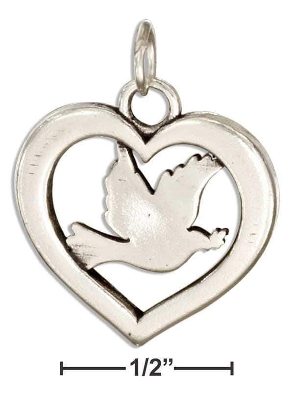 Silver Charms & Pendants Sterling Silver Charm:  Dove Inside Heart Charm JadeMoghul Inc.