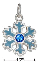 Silver Charms & Pendants Sterling Silver Charm:  Enamel Blue Snowflake Charm With Blue Crystal JadeMoghul