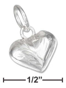 Silver Charms & Pendants Sterling Silver Charm:  Etched Small Puffed Heart Charm JadeMoghul