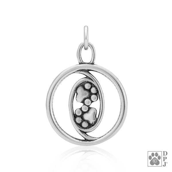 Silver Charms & Pendants Sterling Silver Charm:  Eternally Together Forever Paw Prints Pendant JadeMoghul Inc.