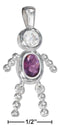 Silver Charms & Pendants Sterling Silver Charm:  February Purple Cubic Zirconia Birthstone Boy Pendant JadeMoghul