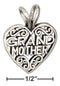 Silver Charms & Pendants Sterling Silver Charm:  Filigree Heart With "Grandmother" Message Pendant JadeMoghul Inc.