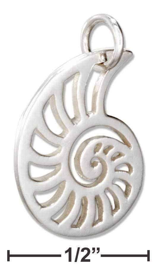 Silver Charms & Pendants Sterling Silver Charm:  Filigree Nautilus Shell Silhouette Charm JadeMoghul Inc.