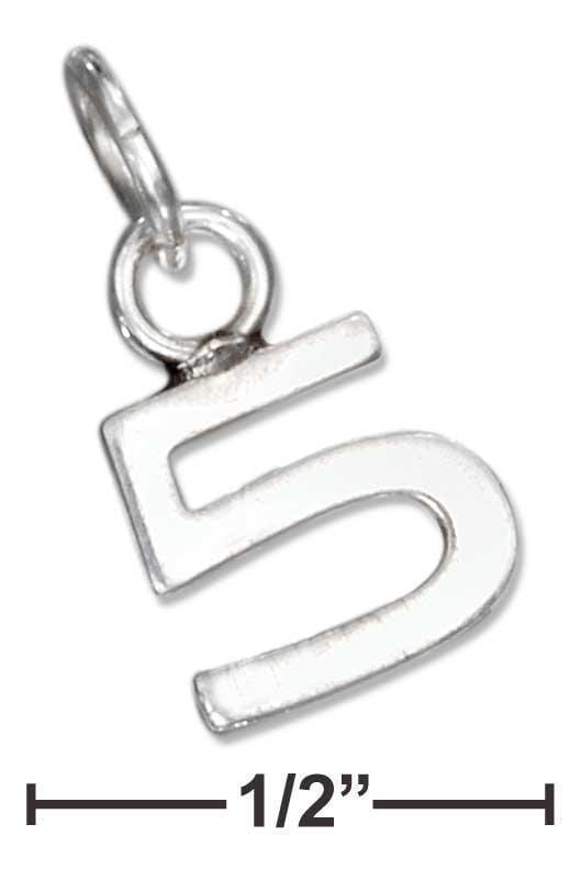 Silver Charms & Pendants Sterling Silver Charm:  Fine Lined "5" Number Charm JadeMoghul