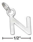 Silver Charms & Pendants Sterling Silver Charm:  Fine Lined Letter "n" Charm JadeMoghul