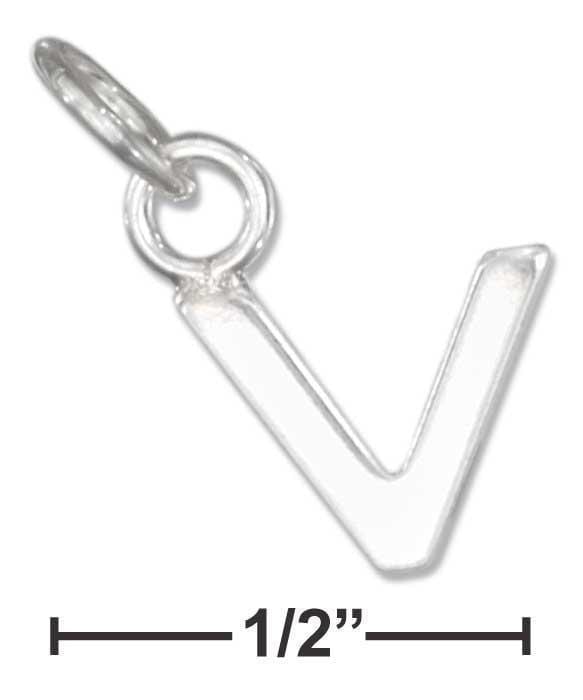 Silver Charms & Pendants Sterling Silver Charm:  Fine Lined Letter "v" Charm JadeMoghul