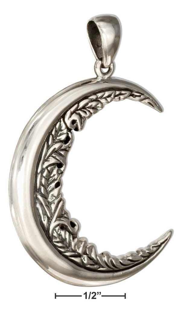 Silver Charms & Pendants Sterling Silver Charm:  Floral Crescent Moon Pendant JadeMoghul