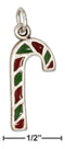 Silver Charms & Pendants Sterling Silver Charm:  Green And Red Candy Cane Charm JadeMoghul Inc.