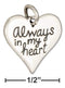 Silver Charms & Pendants Sterling Silver Charm:  Heart Shape "Always In My Heart" Message Charm JadeMoghul Inc.