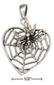 Silver Charms & Pendants Sterling Silver Charm:  Heart Shape Spider Web Pendant With Spider Dangle JadeMoghul Inc.