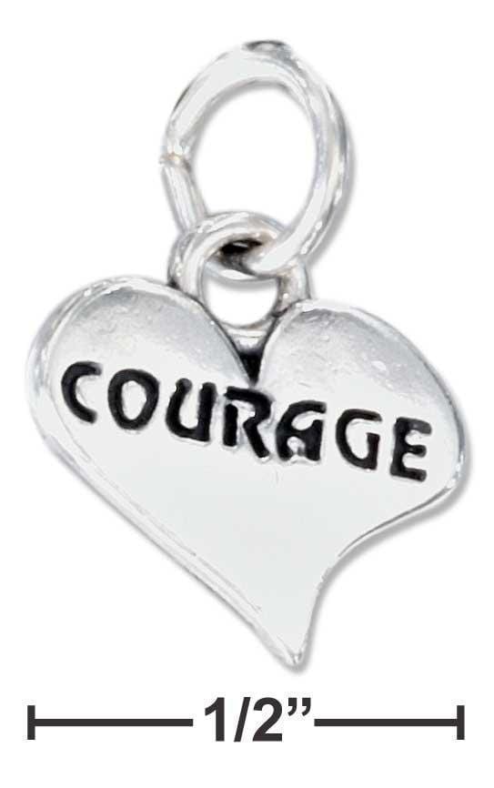 Silver Charms & Pendants Sterling Silver Charm:  Heart With "courage" Charm JadeMoghul