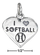 Silver Charms & Pendants Sterling Silver Charm:  Heart With "i Heart Softball" Charm And Softball JadeMoghul