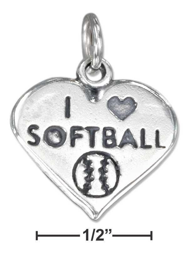 Silver Charms & Pendants Sterling Silver Charm:  Heart With "i Heart Softball" Charm And Softball JadeMoghul