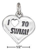 Silver Charms & Pendants Sterling Silver Charm:  Heart With "i Heart To Swim" Charm JadeMoghul