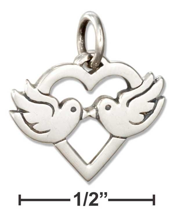 Silver Charms & Pendants Sterling Silver Charm:  Heart With Love Birds Charm JadeMoghul Inc.