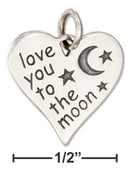 Silver Charms & Pendants Sterling Silver Charm:  Heart With "Love You To The Moon" Message Charm JadeMoghul Inc.