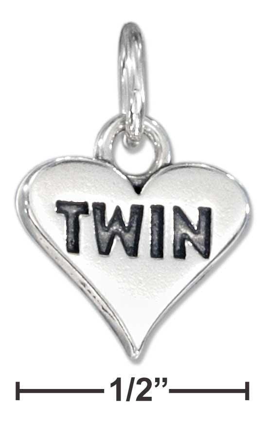 Silver Charms & Pendants Sterling Silver Charm:  Heart With "twin" Charm JadeMoghul