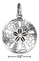 Silver Charms & Pendants Sterling Silver Charm:  High Polish Sand Dollar Charm With Antiqued Detail JadeMoghul