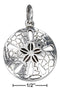 Silver Charms & Pendants Sterling Silver Charm:  High Polish Sand Dollar Charm With Antiqued Detail JadeMoghul