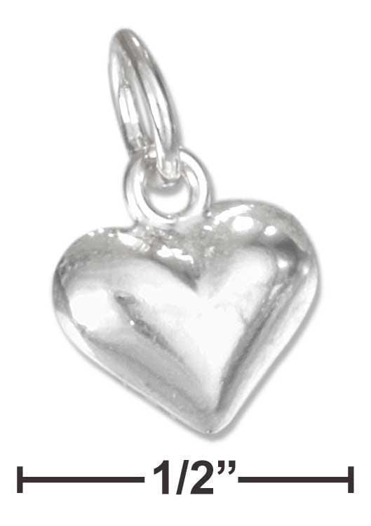 Silver Charms & Pendants Sterling Silver Charm:  High Polish Small Puffed Heart Charm JadeMoghul