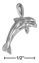 Silver Charms & Pendants Sterling Silver Charm:  High Polish Three Dimensional Dolphin Pendant JadeMoghul