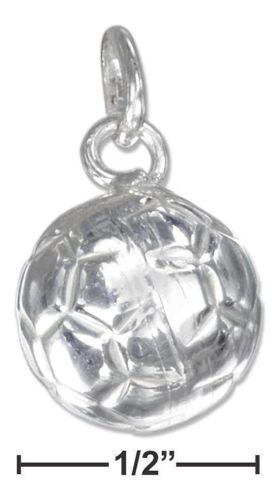 Silver Charms & Pendants Sterling Silver Charm:  High Polish Three Dimensional Soccer Ball Charm JadeMoghul