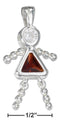 Silver Charms & Pendants Sterling Silver Charm:  January Red Cubic Zirconia Birthstone Girl Pendant JadeMoghul