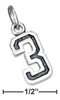 Silver Charms & Pendants Sterling Silver Charm:  Jersey "3" Number Charm JadeMoghul