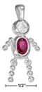 Silver Charms & Pendants Sterling Silver Charm:  July Bright Red Cubic Zirconia Birthstone Boy Pendant JadeMoghul