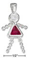 Silver Charms & Pendants Sterling Silver Charm:  July Bright Red Cubic Zirconia Birthstone Girl Pendant JadeMoghul