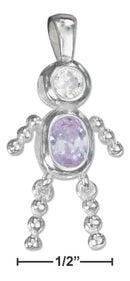 Silver Charms & Pendants Sterling Silver Charm:  June Light Purple Cubic Zirconia Birthstone Boy Pendant JadeMoghul