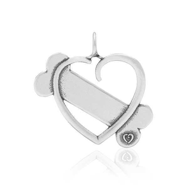 Silver Charms & Pendants Sterling Silver Charm:  K-9 Cupid Heart And Dog Bone Pendant JadeMoghul Inc.