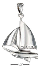 Silver Charms & Pendants Sterling Silver Charm:  Large High Polish Sailboat Pendant JadeMoghul