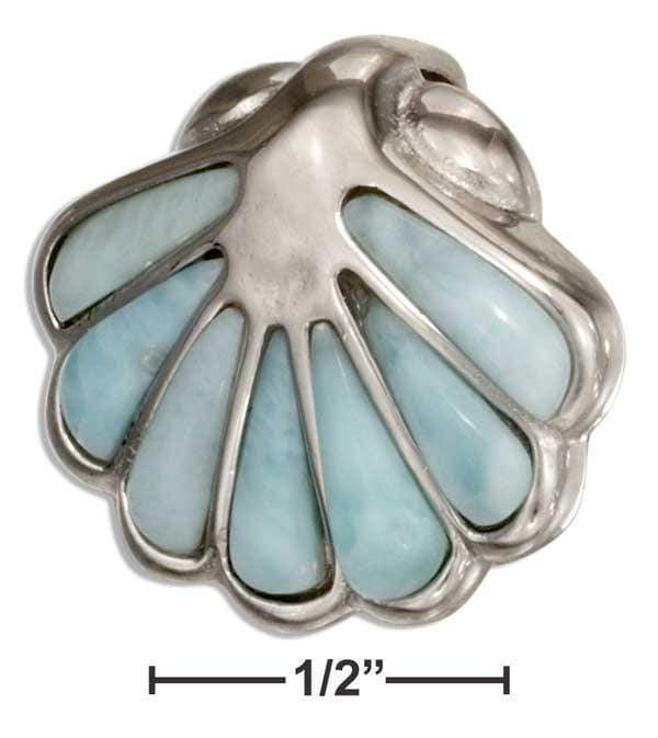 Silver Charms & Pendants Sterling Silver Charm:  Larimar Scallop Shell Pendant JadeMoghul Inc.