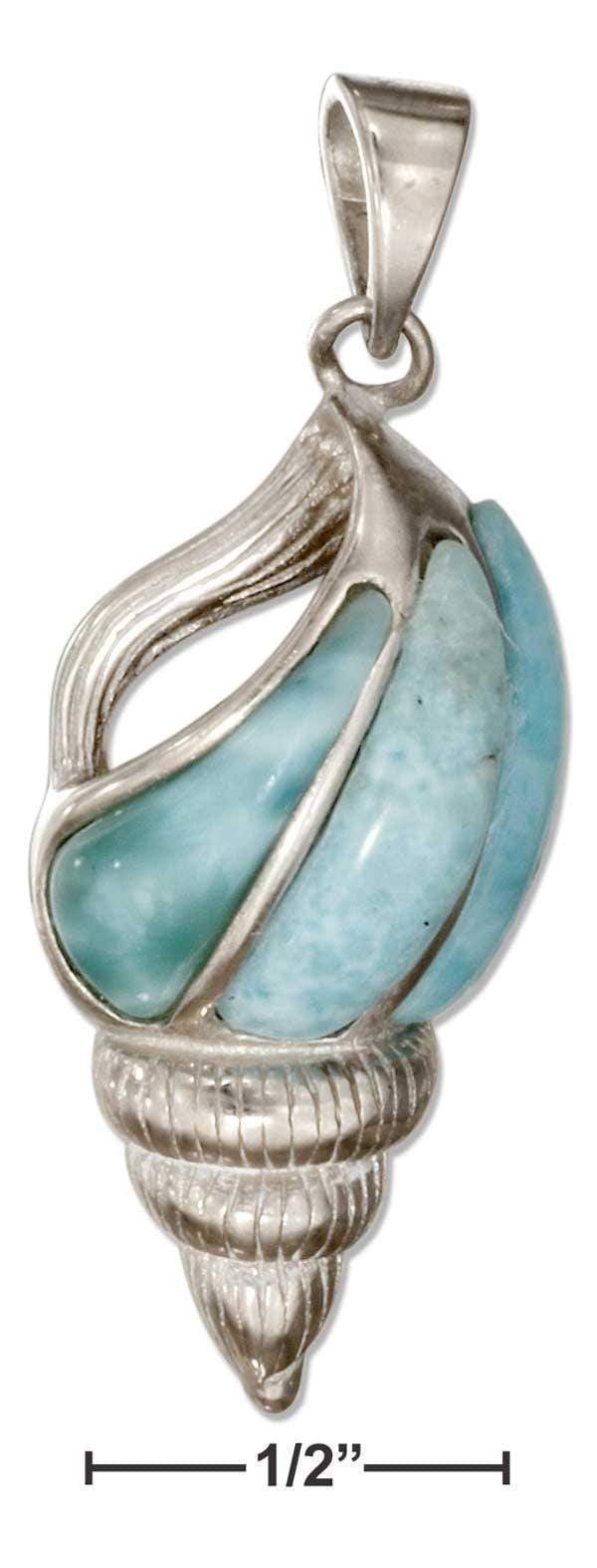 Silver Charms & Pendants Sterling Silver Charm:  Larimar Sea Shell Pendant JadeMoghul Inc.