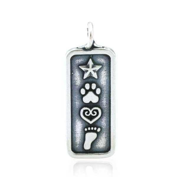 Silver Charms & Pendants Sterling Silver Charm:  Love And Destiny Dog Paw Print Pendant Footprint, Heart & Star JadeMoghul Inc.