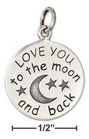 Silver Charms & Pendants Sterling Silver Charm:  "Love You To The Moon And Back" Message Charm JadeMoghul Inc.