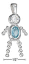 Silver Charms & Pendants Sterling Silver Charm:  March Light Blue Cubic Zirconia Birthstone Boy Pendant JadeMoghul