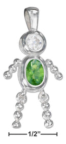 Silver Charms & Pendants Sterling Silver Charm:  May Green Cubic Zirconia Birthstone Boy Pendant JadeMoghul