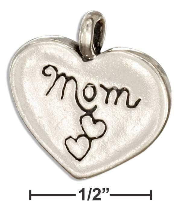 Silver Charms & Pendants Sterling Silver Charm:  "Mom" Heart Message Pendant JadeMoghul Inc.