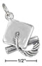 Silver Charms & Pendants Sterling Silver Charm:  Mortarboard Graduation Cap Charm With Tassel And Diploma JadeMoghul