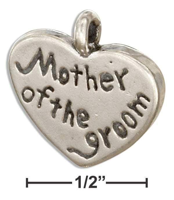 Silver Charms & Pendants Sterling Silver Charm:  "Mother Of The Groom" Heart Message Pendant JadeMoghul Inc.