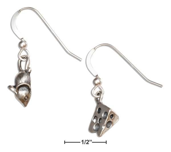 Silver Charms & Pendants Sterling Silver Charm:  Mouse And Cheese Wedge Earrings On French Wires JadeMoghul Inc.